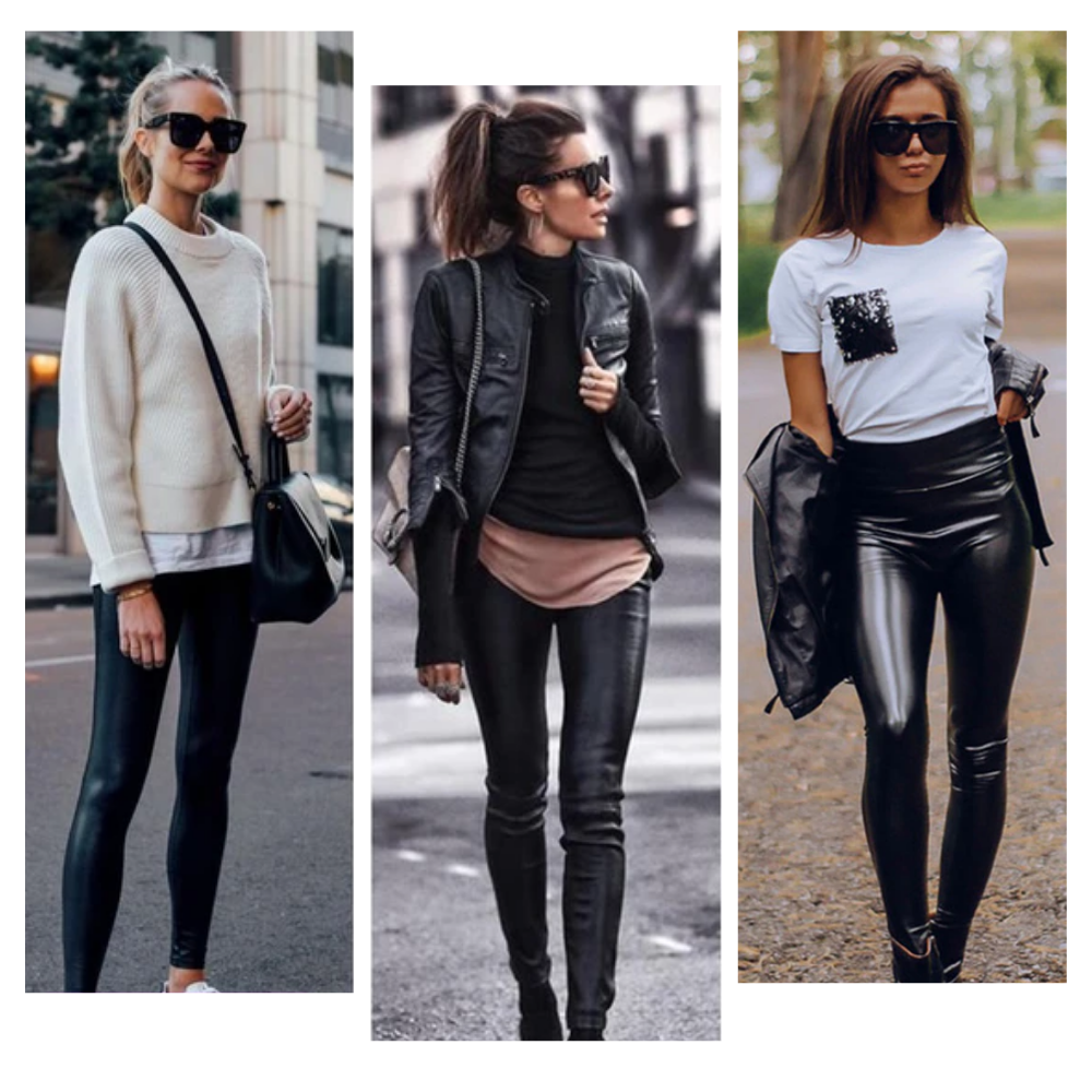Pantalon en cuir artificiel à taille haute - Ozerty