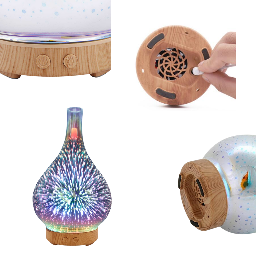 Diffuseur d'huiles essentielles motif feux d'artifice en forme de vase - Ozerty