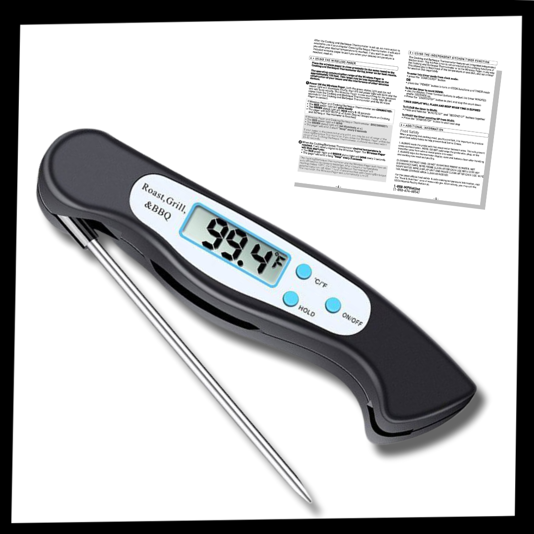 Thermomètre alimentaire numérique pliable à lecture instantanée - Ozerty