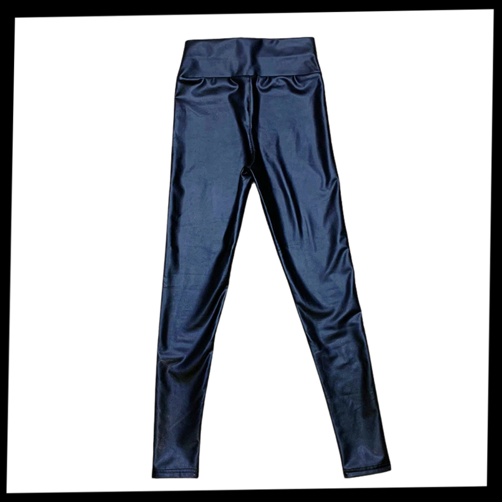 Pantalon en cuir artificiel à taille haute - Ozerty