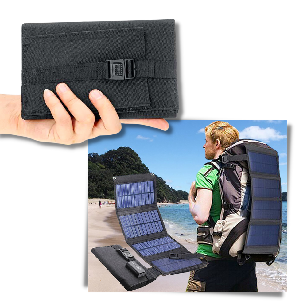 Chargeur portable à panneau solaire avec 2 ports USB - Ozerty