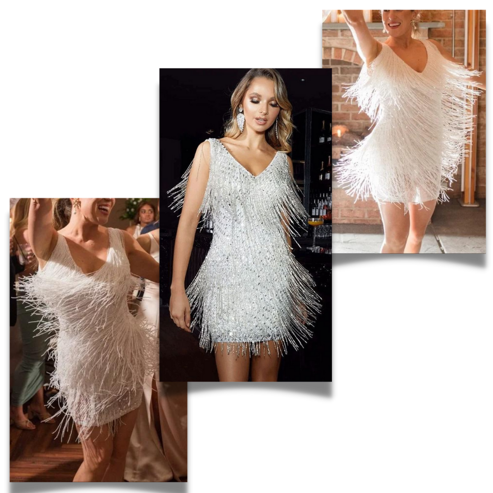 Robe à col V à paillettes
- Ozerty