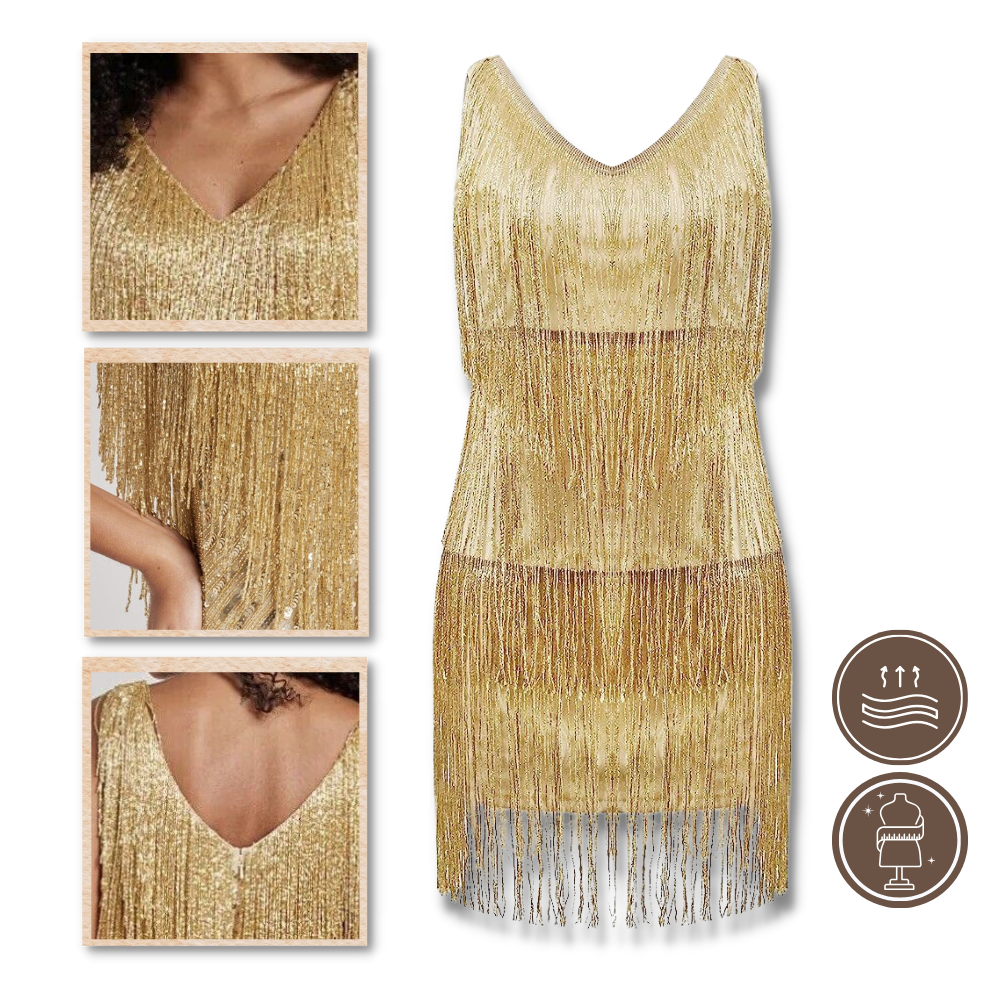 Robe à col V à paillettes
- Ozerty
