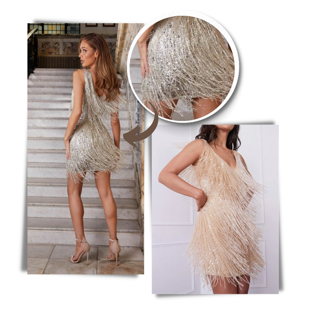 Robe à col V à paillettes
- Ozerty