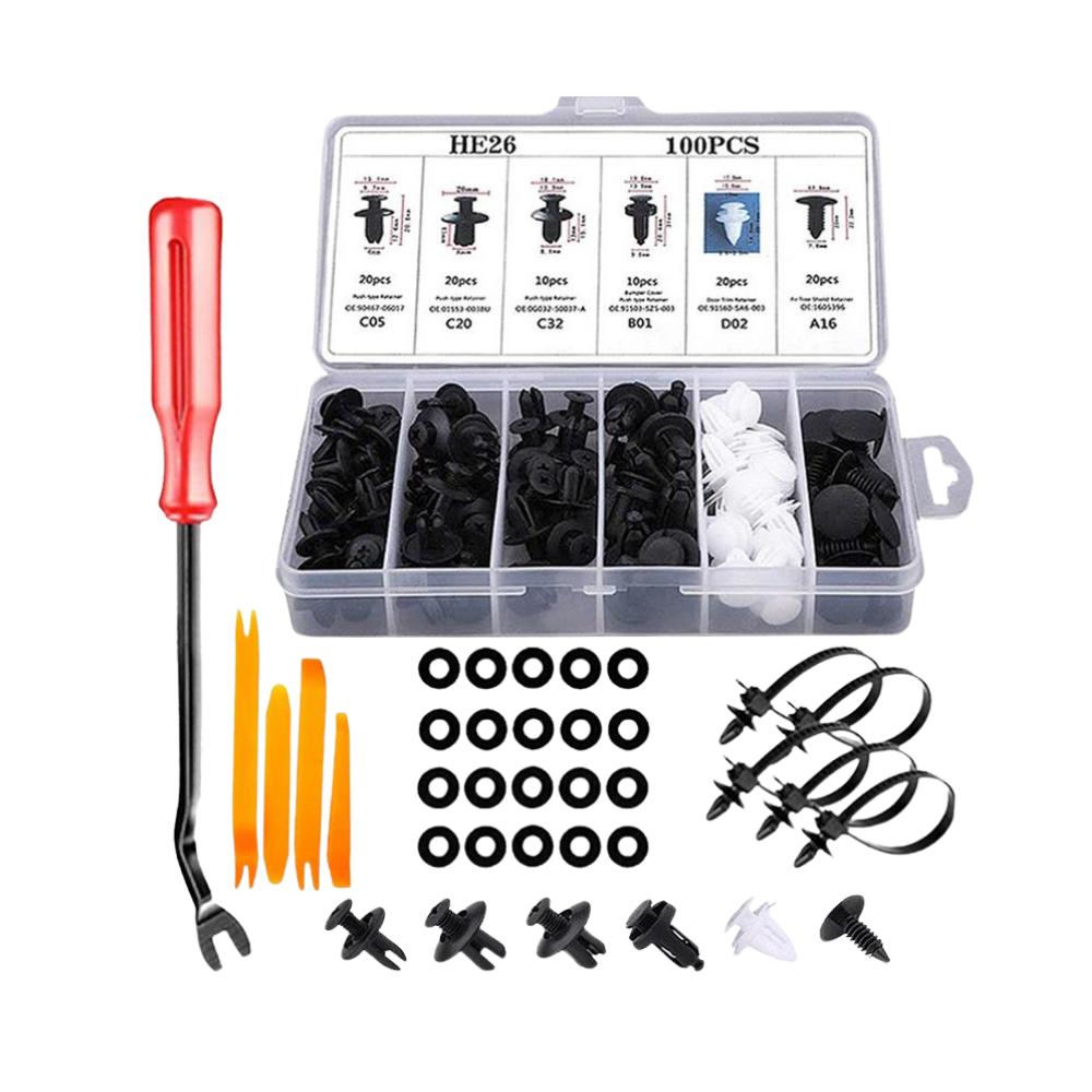 Kit de clips pour panneau de porte de voiture

 -Jeu de 100 pièces avec 30 outils - Ozerty