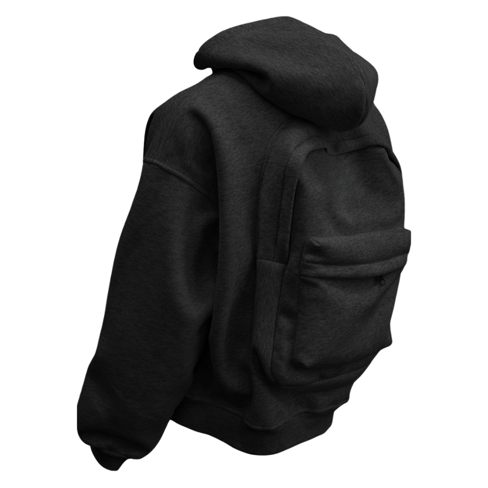 Sweat à capuche avec sac à dos intégré -Noir - Ozerty