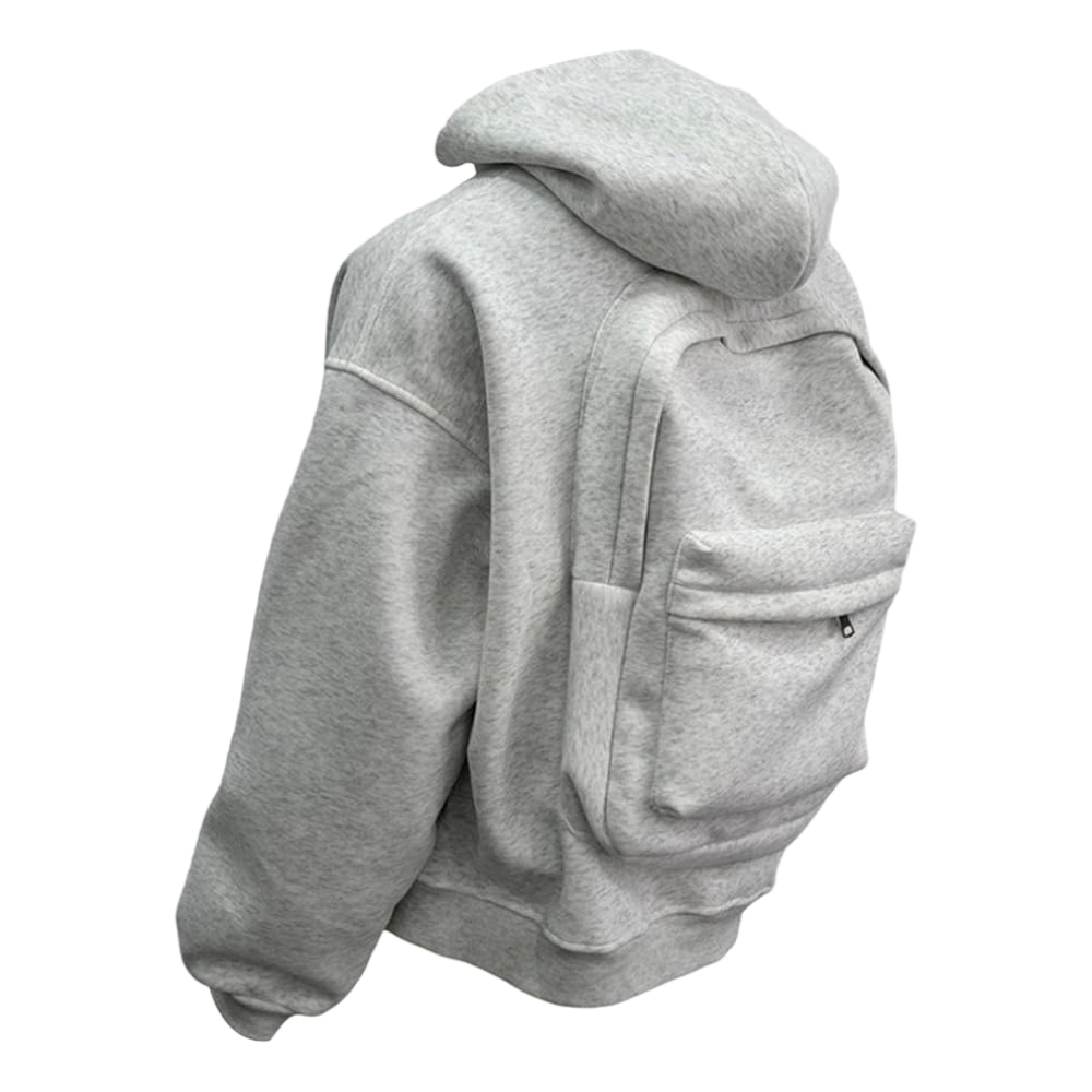 Sweat à capuche avec sac à dos intégré -Gris - Ozerty