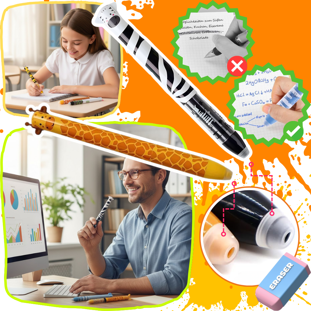 Stylos gel effaçable avec encre thermosensible - Ozerty