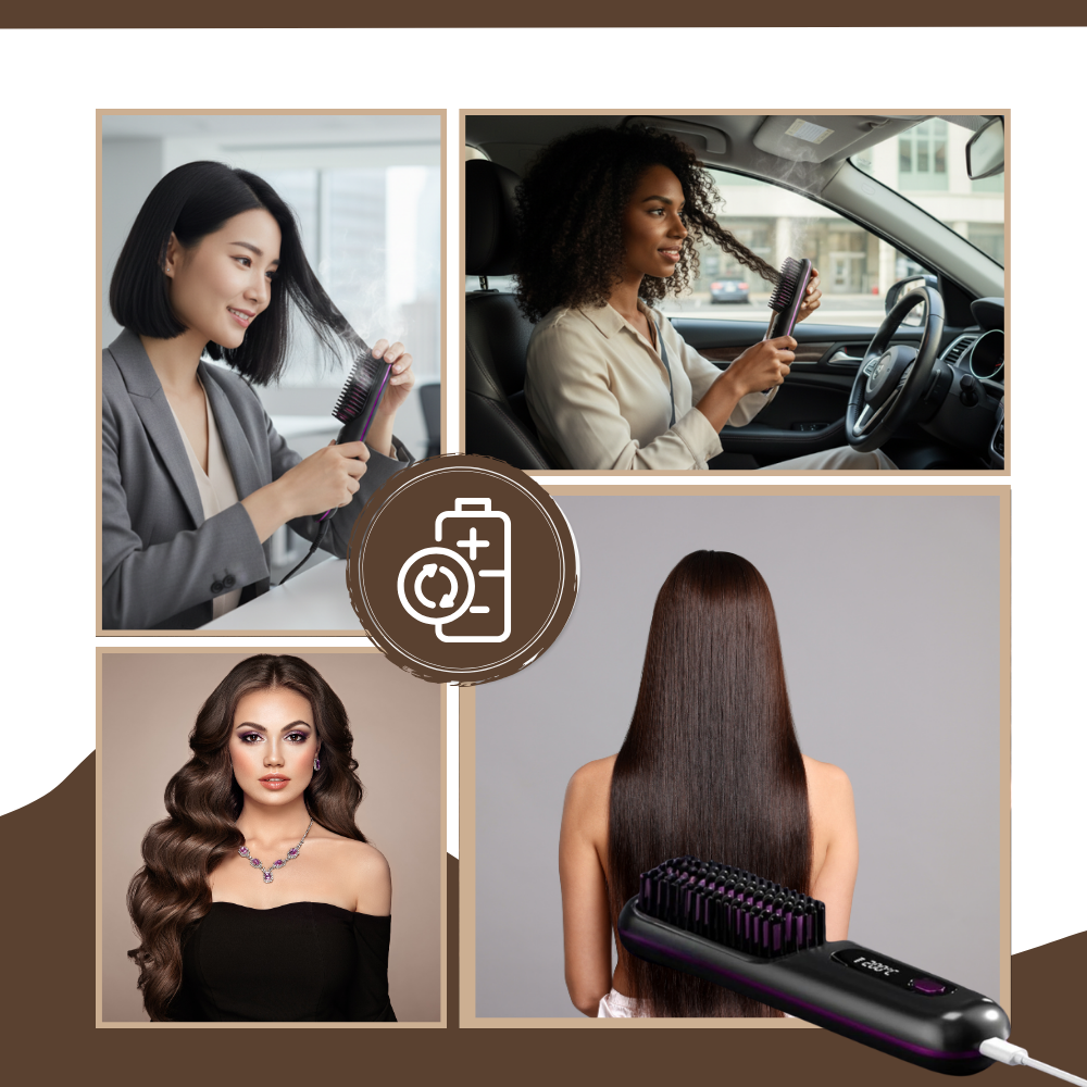 Brosse chauffante lissante sans fil - Ozerty