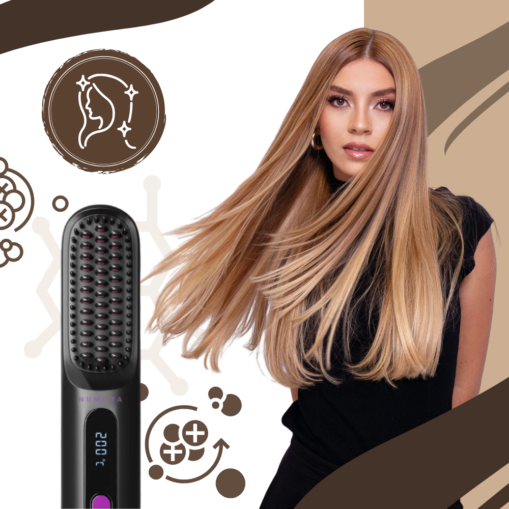 Brosse chauffante lissante sans fil - Ozerty