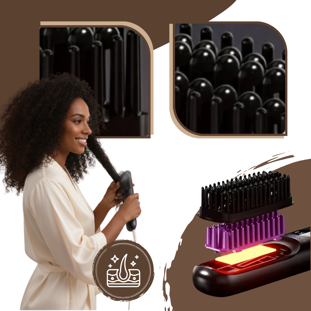 Brosse chauffante lissante sans fil - Ozerty