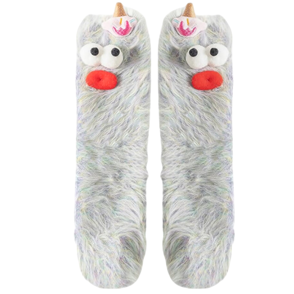 Chaussettes Funky en velours corail -Gris - Ozerty