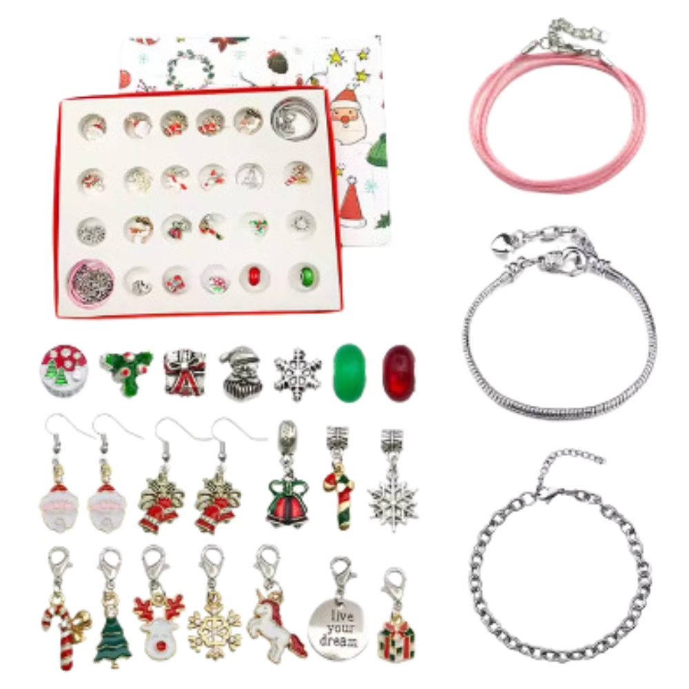 Calendrier de l'Avent Bijoux à faire soi-même de 24 jours -Rose - Ozerty