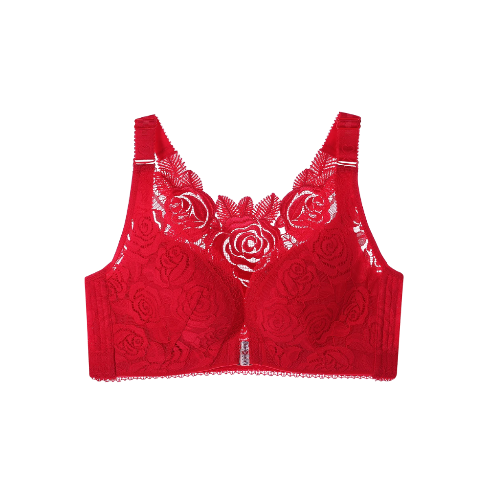 Soutien-gorge push-up élégant en dentelle  -Rouge - Ozerty