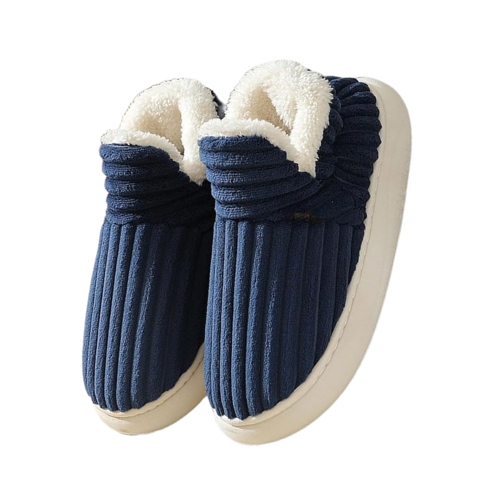 pantoufles d'intérieur douillettes en peluche moelleuse -Bleu - Ozerty