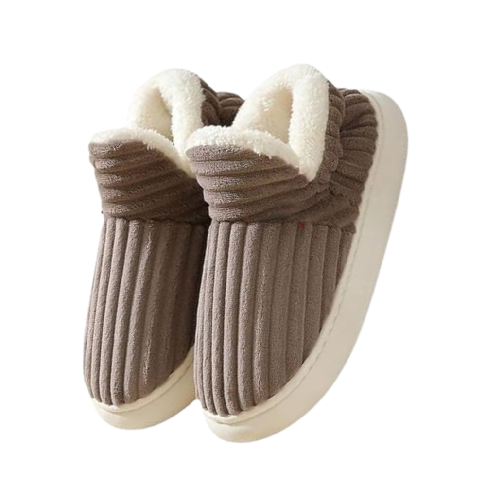pantoufles d'intérieur douillettes en peluche moelleuse -Café - Ozerty