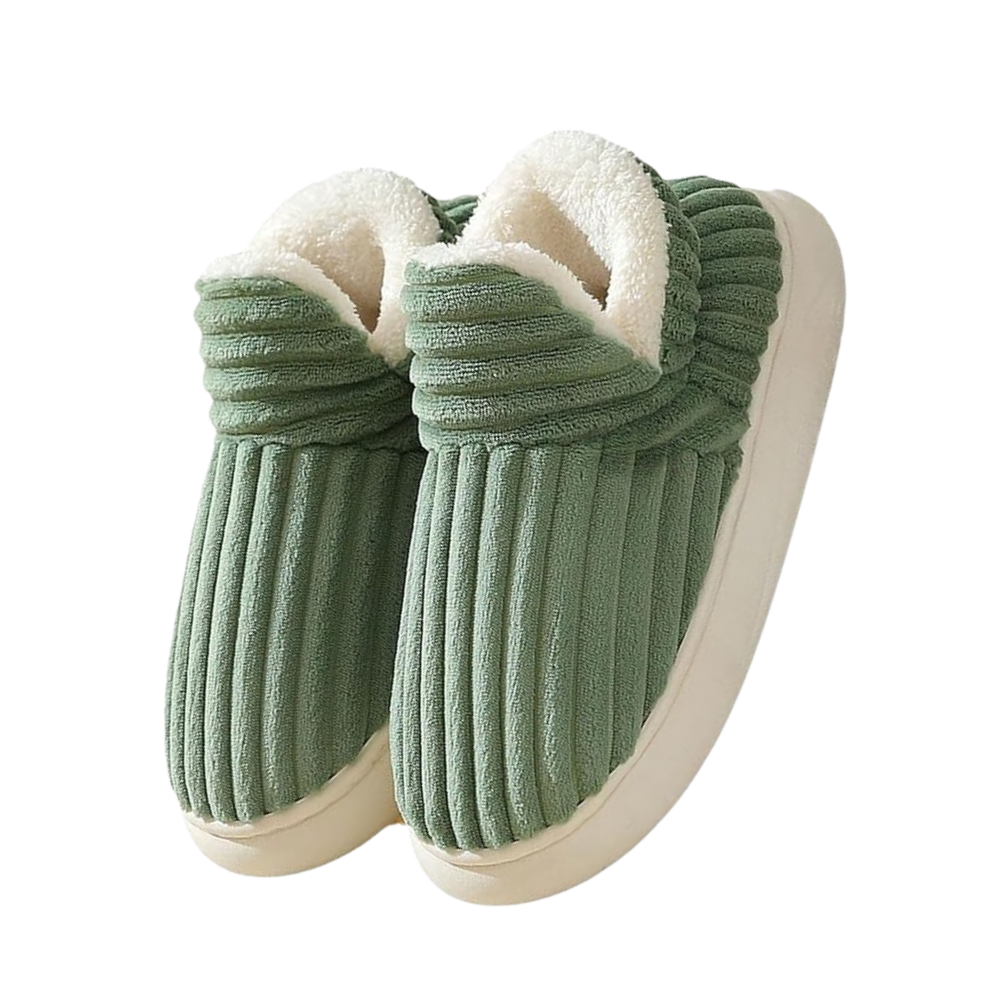 pantoufles d'intérieur douillettes en peluche moelleuse -Vert - Ozerty