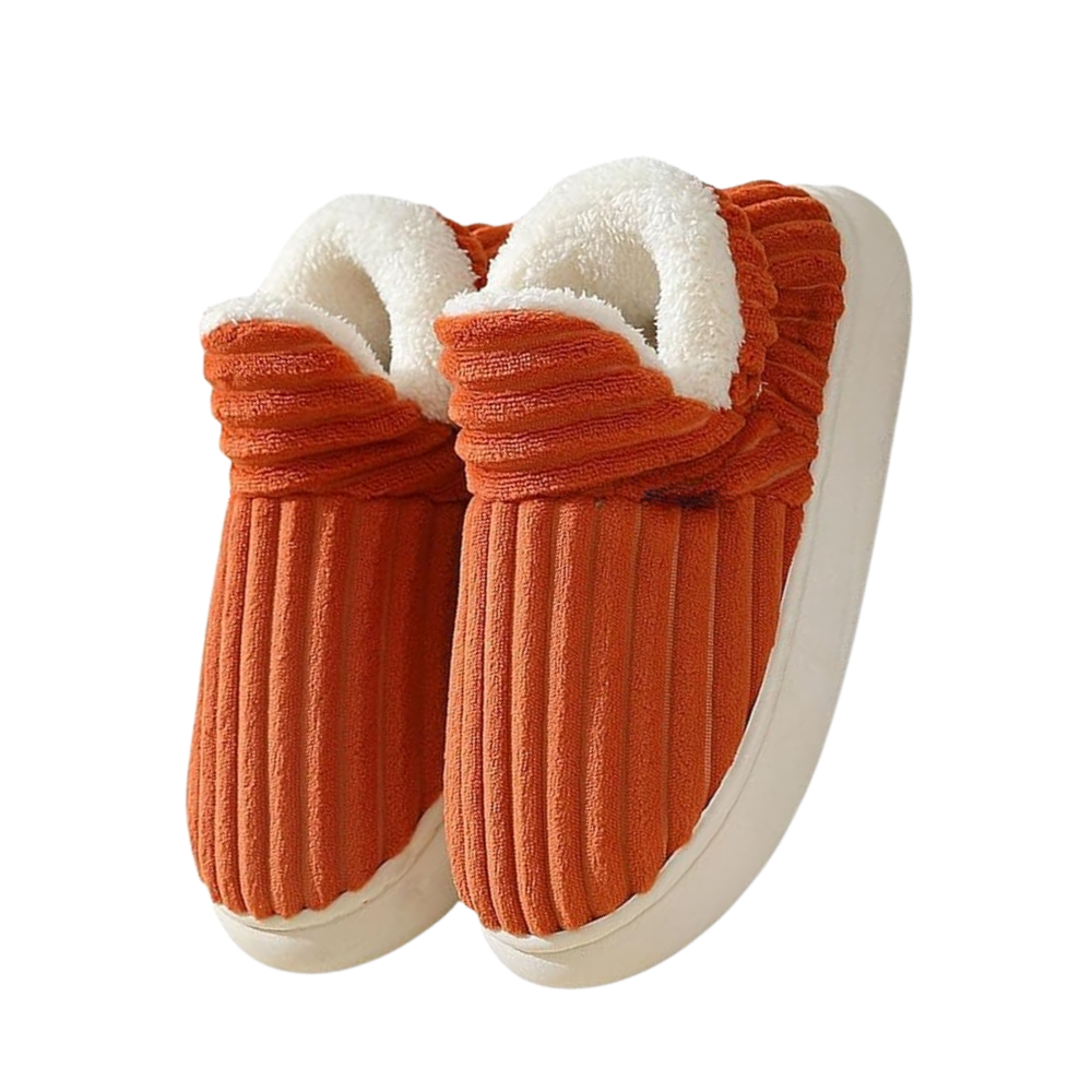 pantoufles d'intérieur douillettes en peluche moelleuse -Orange - Ozerty