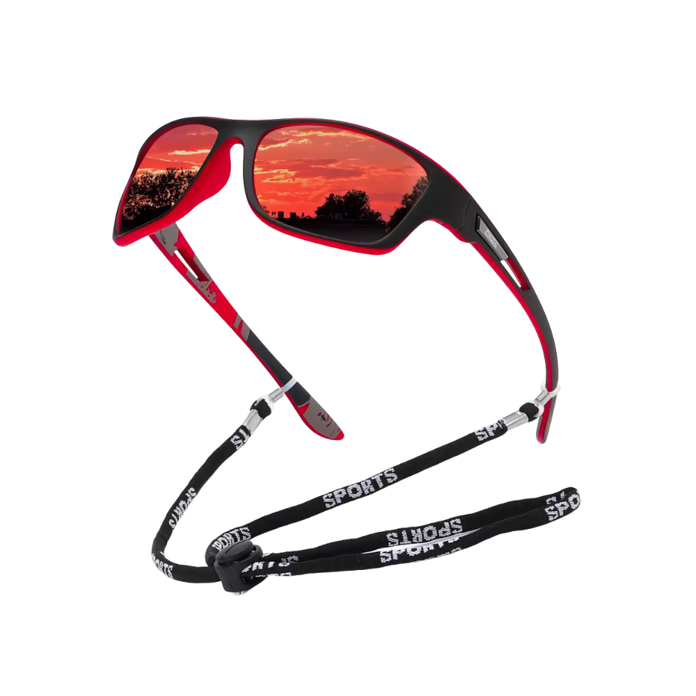 Lunettes de soleil polarisées flottantes -Noir et rouge - Ozerty
