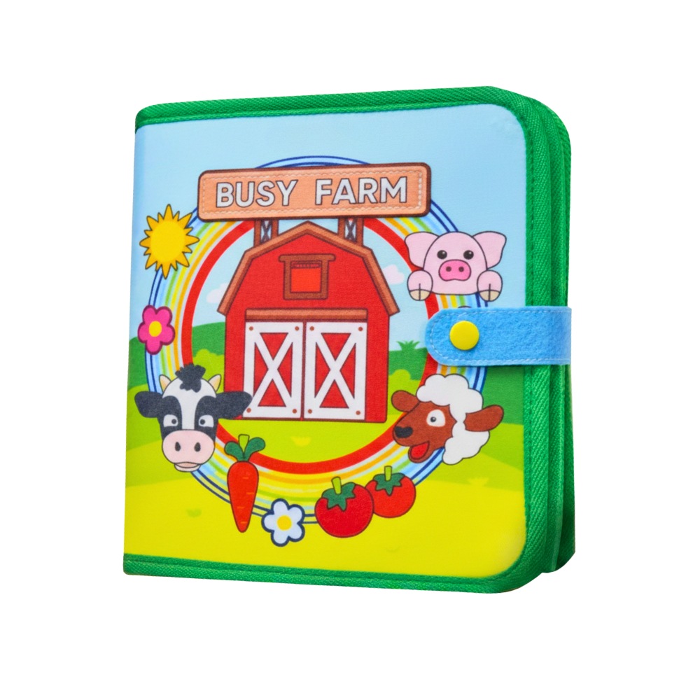Livre interactif à velcro pour enfants sur le thème de la ferme -Vert - Ozerty