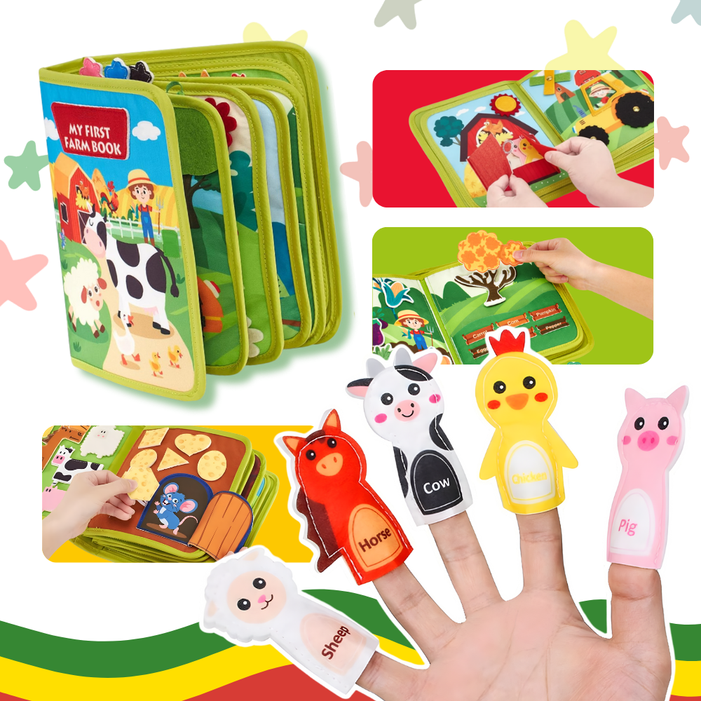 Livre interactif à velcro pour enfants sur le thème de la ferme - Ozerty