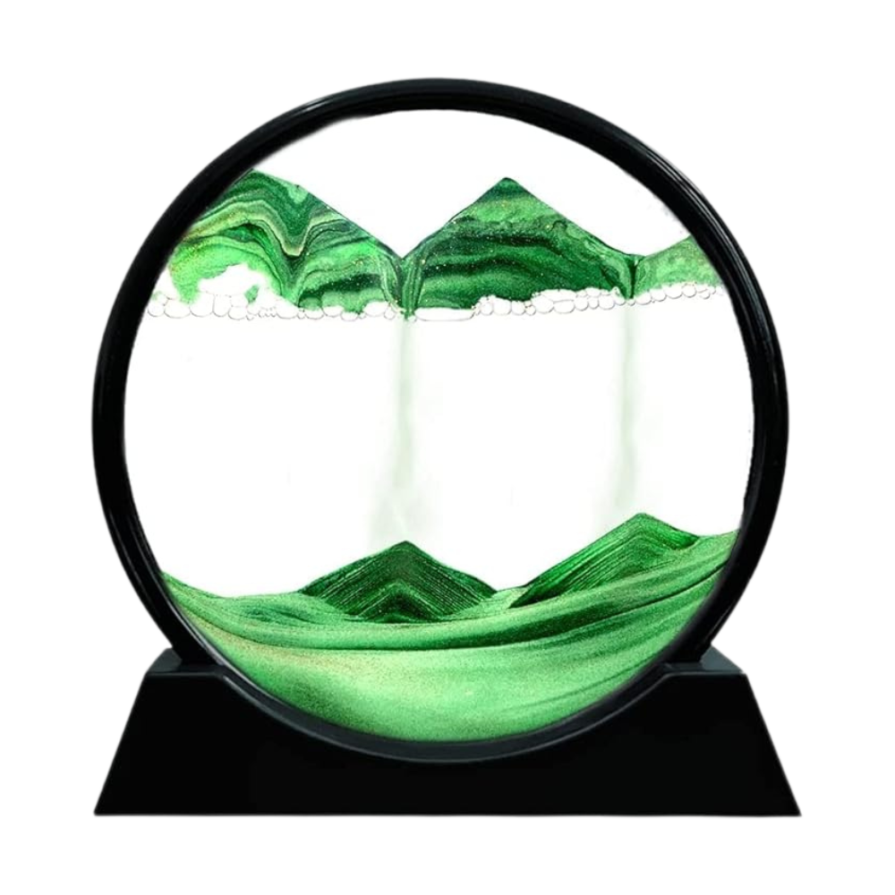 Image d'art de sable en mouvement dynamique -Vert avec cadre noir/25 x 26cm / 12 poucesVert avec cadre noir/18 x 19cm / 7 pouces - Ozerty