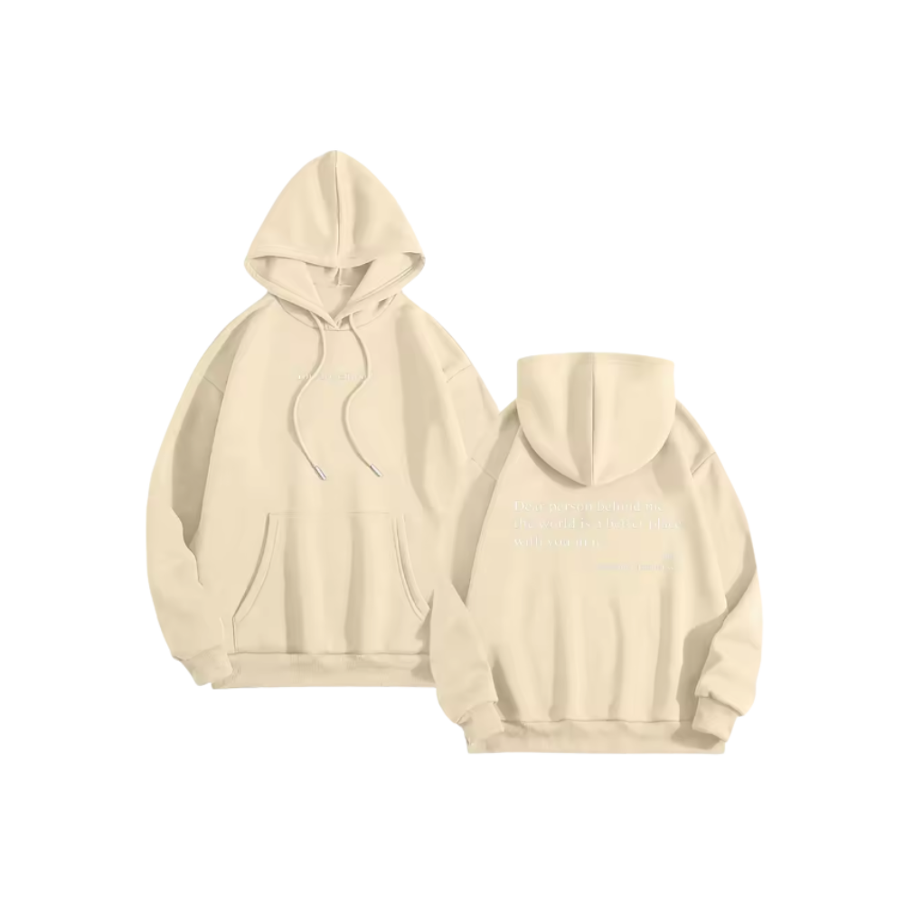 Sweat à capuche oversize pour femmes avec message motivant  -Beige - Ozerty