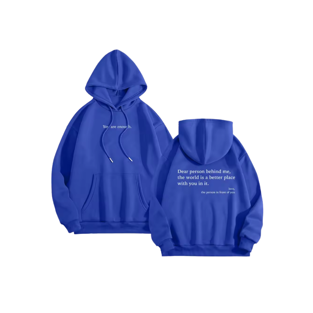 Sweat à capuche oversize pour femmes avec message motivant  -Bleu - Ozerty