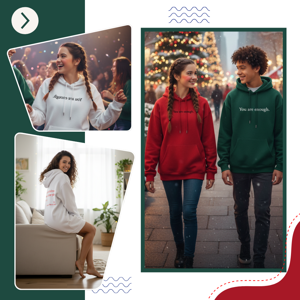 Sweat à capuche oversize pour femmes avec message motivant  - Ozerty
