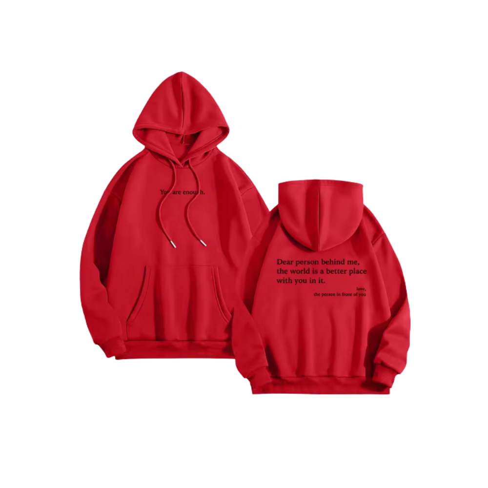 Sweat à capuche oversize pour femmes avec message motivant  -Rouge - Ozerty