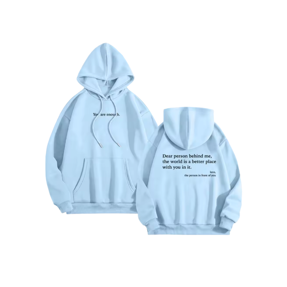 Sweat à capuche oversize pour femmes avec message motivant  -Bleu ciel - Ozerty