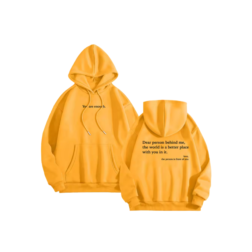 Sweat à capuche oversize pour femmes avec message motivant  -Jaune - Ozerty
