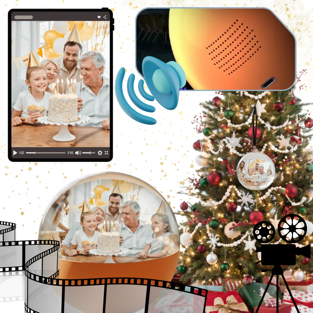 Boule de Noël avec souvenirs photo et vidéo personnalisés - Ozerty
