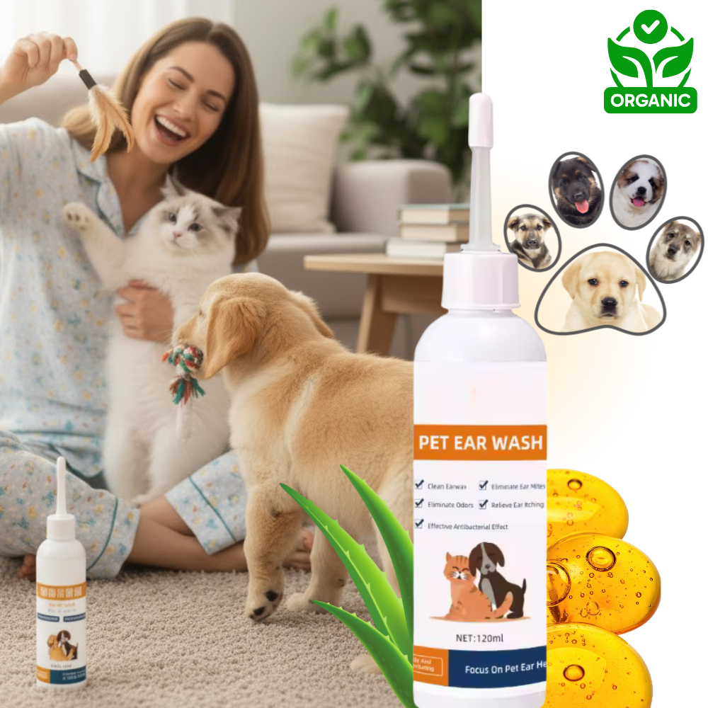 Nettoyant et désodorisant pour oreilles d'animaux - Ozerty