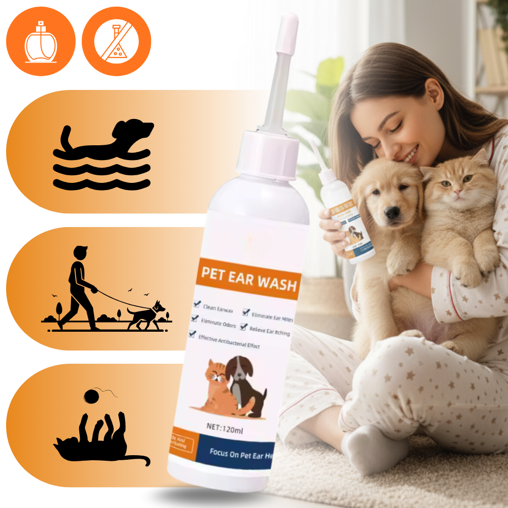 Nettoyant et désodorisant pour oreilles d'animaux - Ozerty