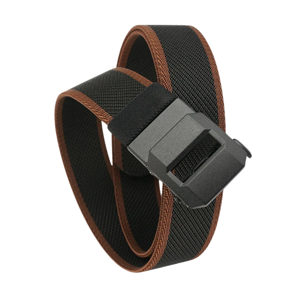 Ceinture en nylon à boucle automatique -Noire et marron - Ozerty