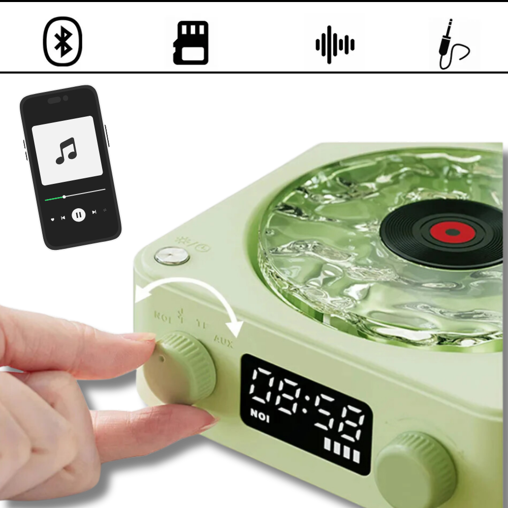 Lecteur vinyle avec effets visuels rétro - Ozerty