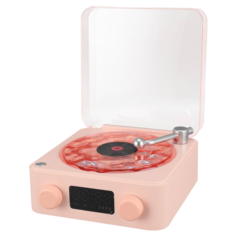 Lecteur vinyle avec effets visuels rétro -Rose - Ozerty