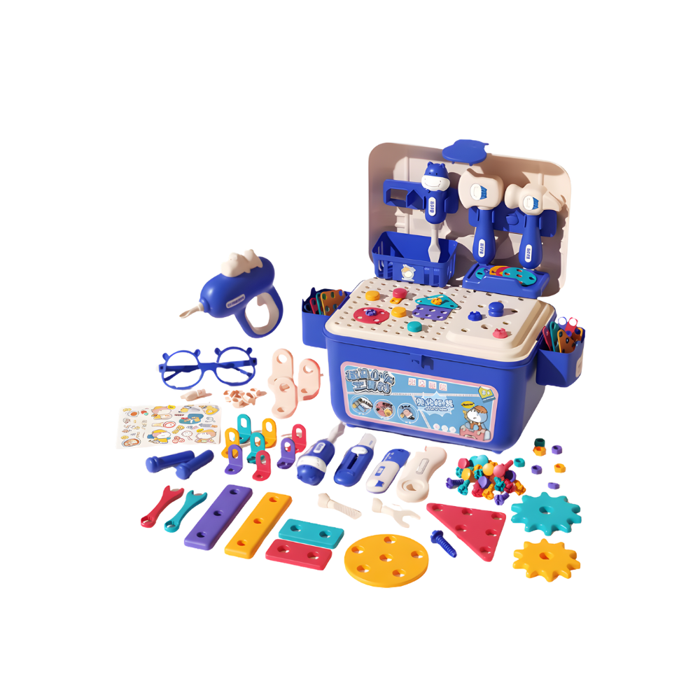 Jouet puzzle à vis avec boîte à outils bricolage  -Bleu - Ozerty