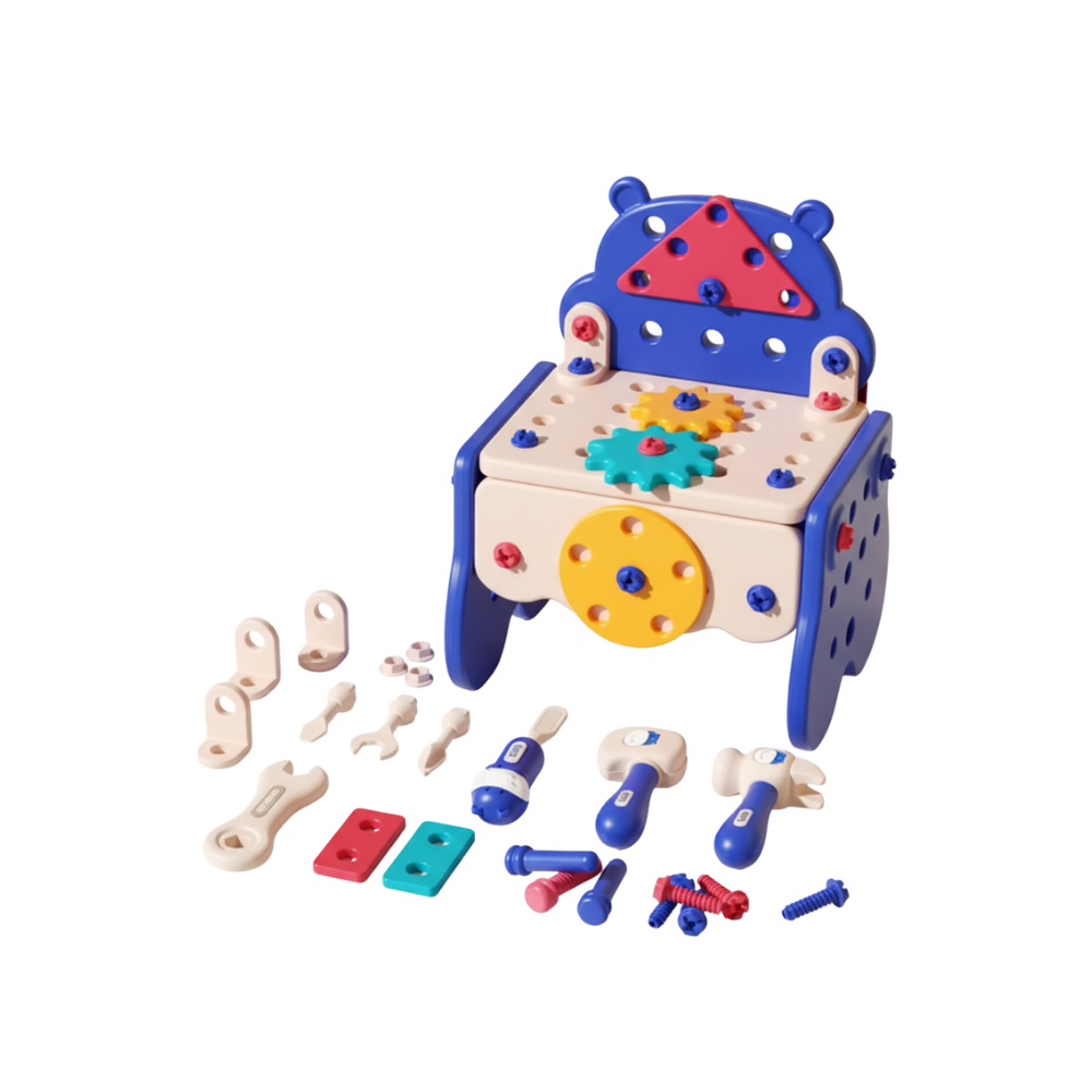 Jouet puzzle à vis avec boîte à outils bricolage  -Bleu - Ozerty