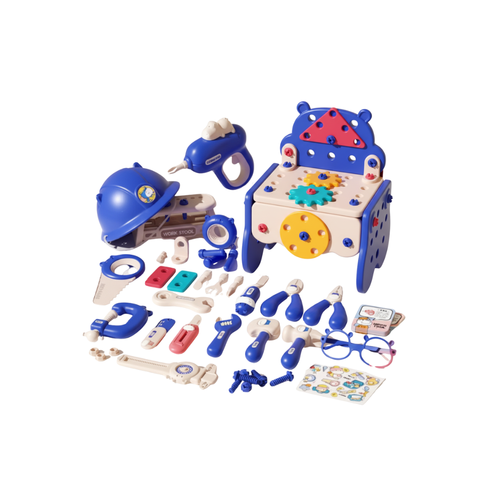 Jouet puzzle à vis avec boîte à outils bricolage  -Bleu - Ozerty