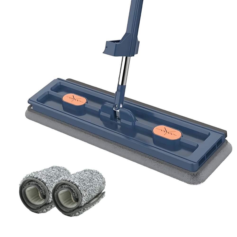 Self-wringing flat mop with bucket 