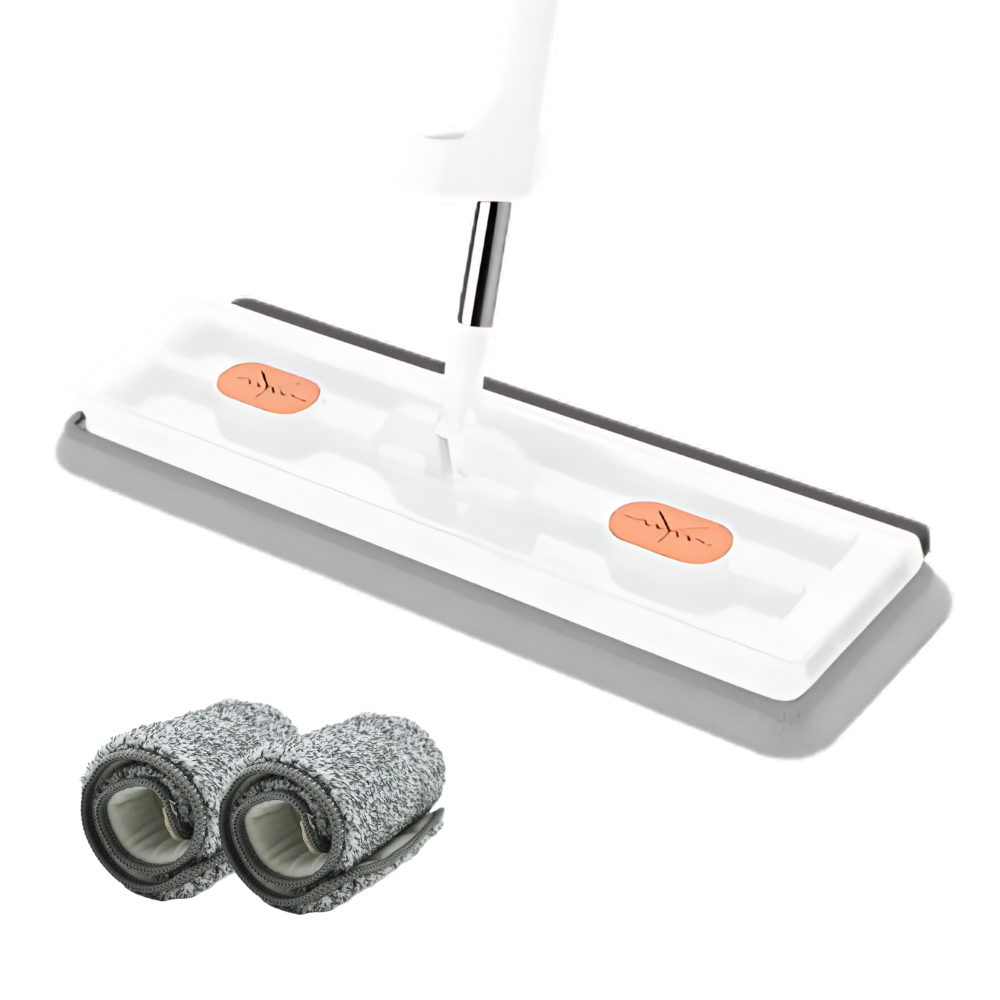 Self-wringing flat mop with bucket 