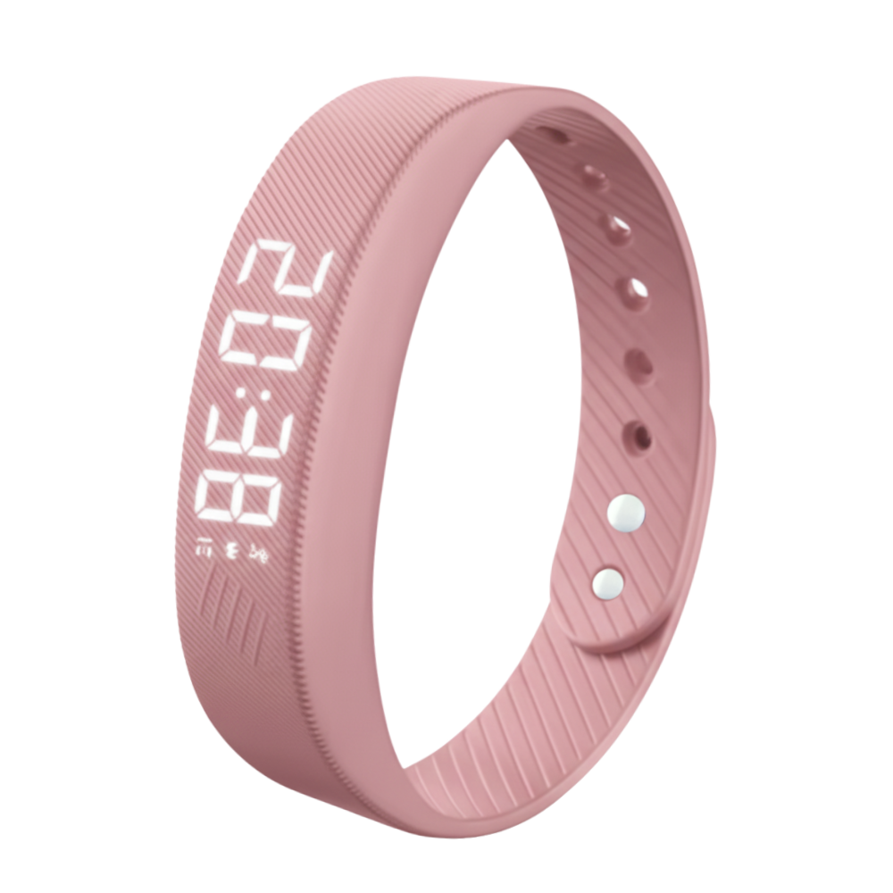Réveil Bracelet silencieux -Rose pâle - Ozerty