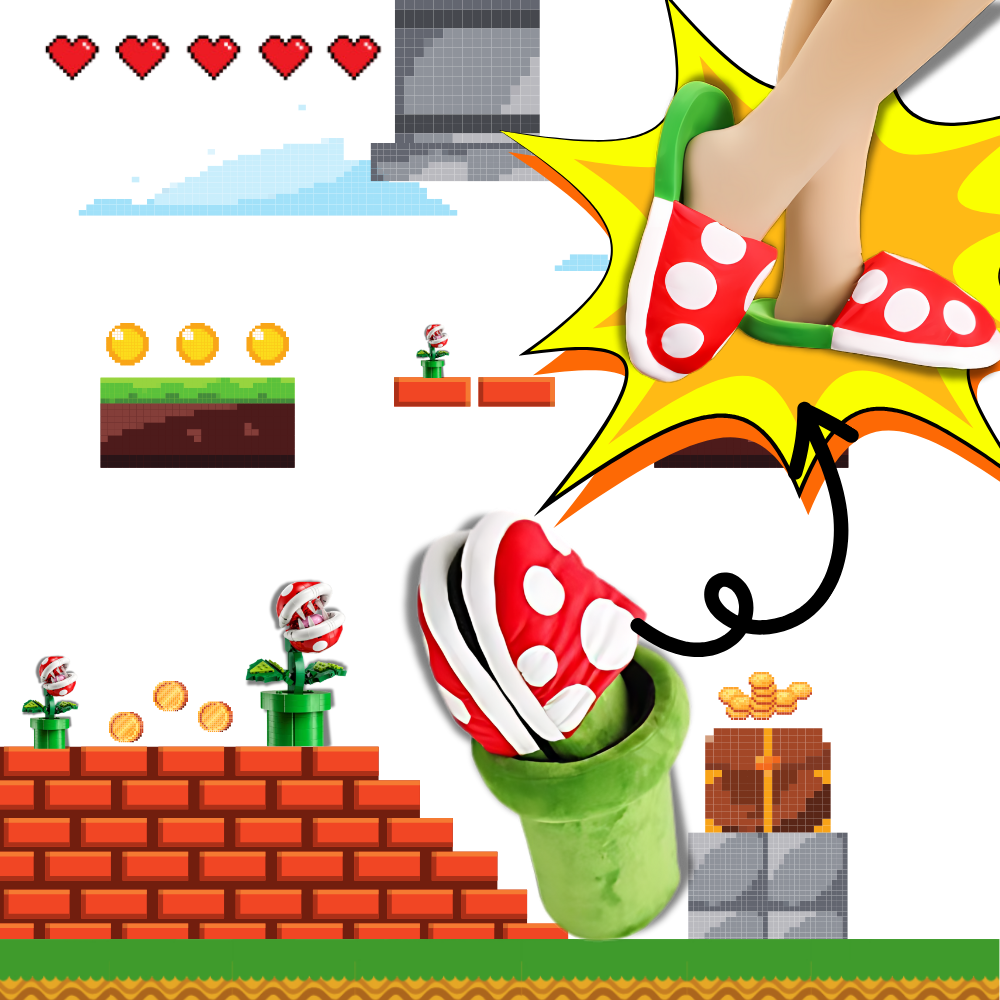 Pantoufles plante piranha de Mario en peluche 

 - Ozerty