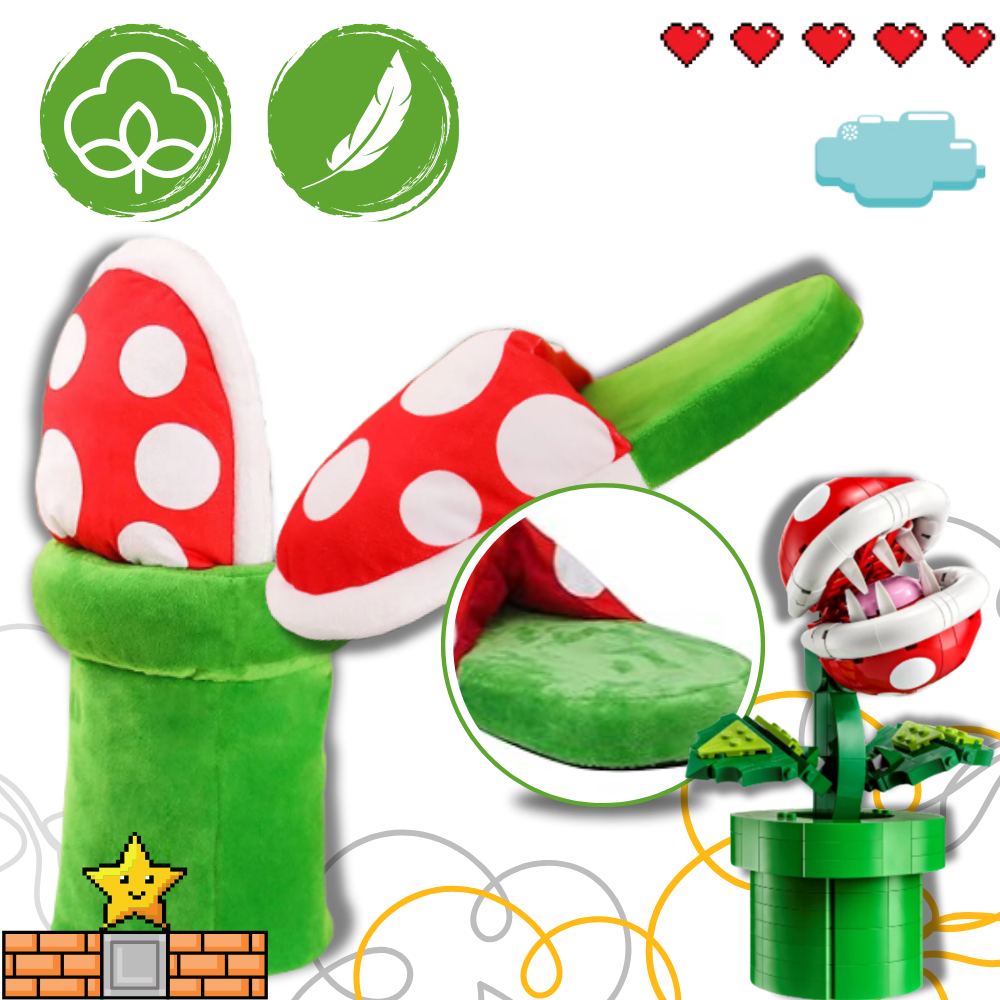 Pantoufles plante piranha de Mario en peluche 

 - Ozerty