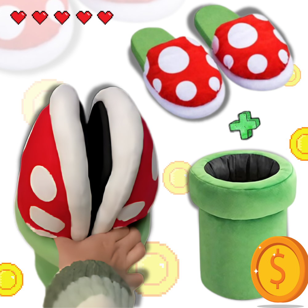 Pantoufles plante piranha de Mario en peluche 

 - Ozerty