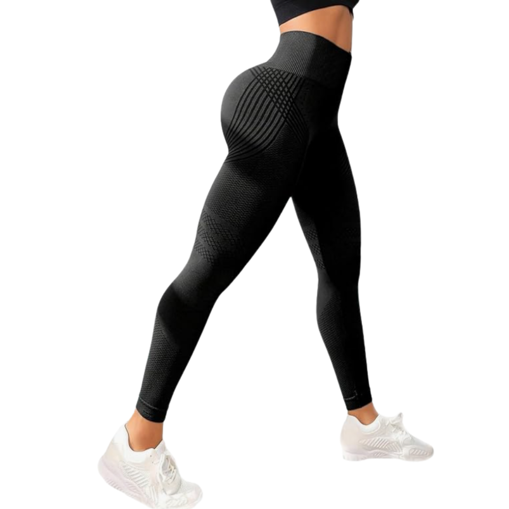 Leggings 3D de compression extensibles et sans coutures -Noir - Ozerty