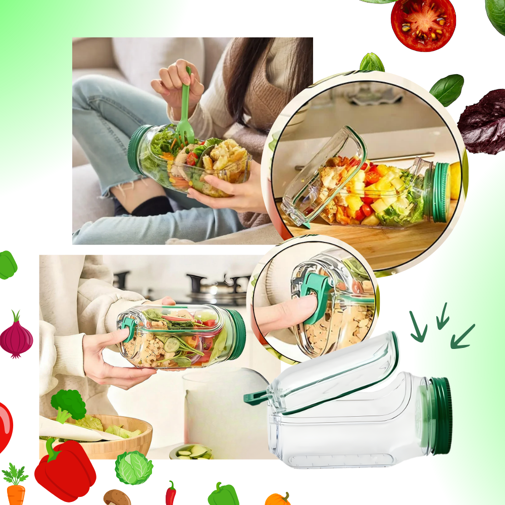 Bocal transparent à salade avec ouverture latérale - Ozerty