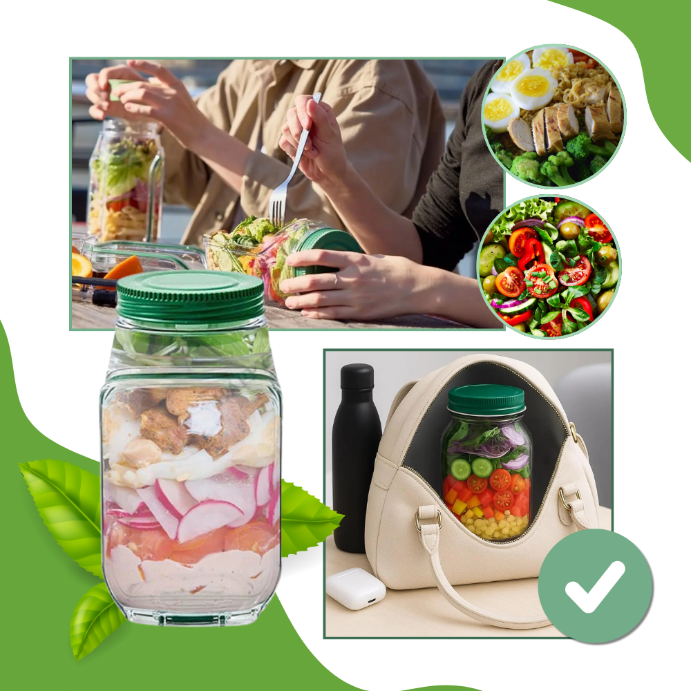 Bocal transparent à salade avec ouverture latérale - Ozerty